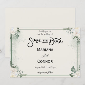 Greenery Minimal Save The Date Invitation
