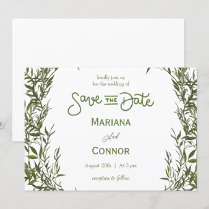 Greenery Minimal Save The Date Invitation