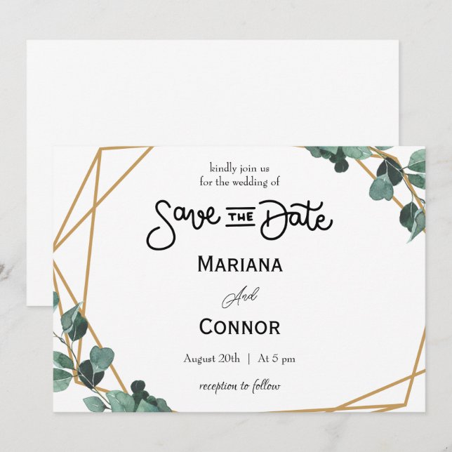 Greenery Minimal Save The Date Invitation (Front/Back)