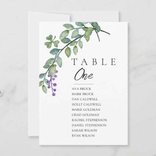 Greenery Minimal Seating Chart Invitation (Front)