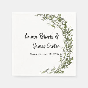 Greenery Minimalist Script Wedding Napkins