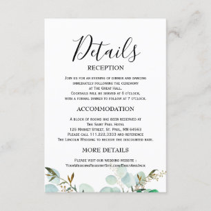 Greenery Minimalist Wedding Enclosure Cards