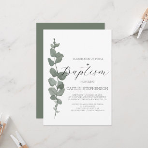 Greenery Modern Baptism Invitation
