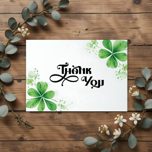 Greenery Modern Black Script Baby Shower Thank You Card