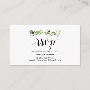 Greenery, Modern Black Script, online RSVP Enclosure Card