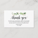 Greenery, Modern Black Script, Wedding Thank you Enclosure Card<br><div class="desc">This is the Greenery,  Modern Black script,  Wedding reception Enclosure Card. You can change the font colours,  and add your wedding details in the matching font / lettering. #TeeshaDerrick</div>