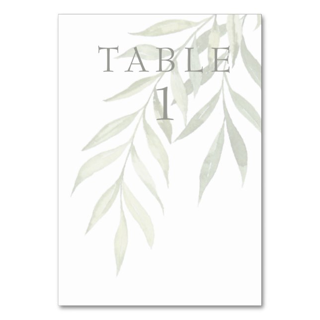 Greenery Modern Light Sage  Table Number (Front)