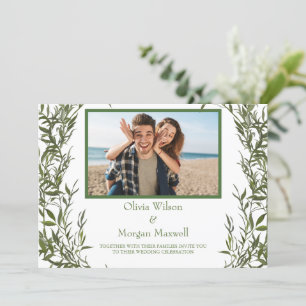 Greenery Modern Photo Save The Date Invitation