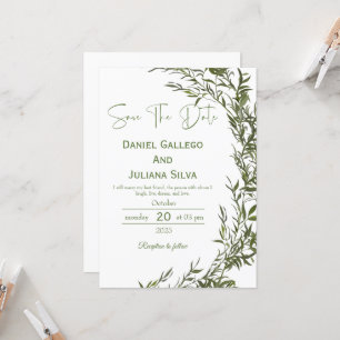 Greenery Modern Save The Date Invitation