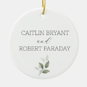  Greenery Modern Wedding  Ceramic Ornament