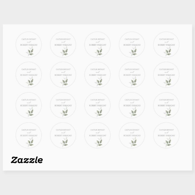  Greenery Modern Wedding  Classic Round Sticker (Sheet)