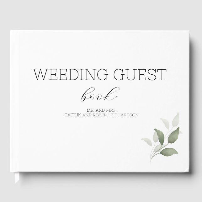  Greenery Modern Wedding  Guest Book (Front)