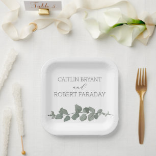 Greenery Modern Wedding Paper Plate