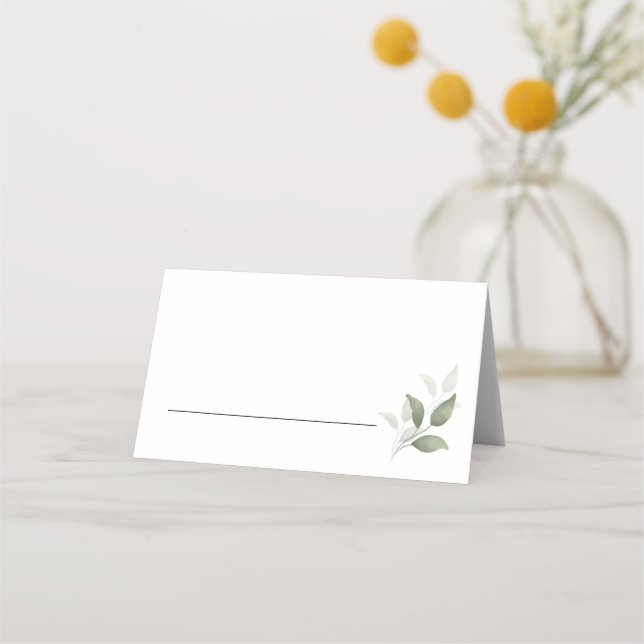  Greenery Modern Wedding  Place Card (Front)