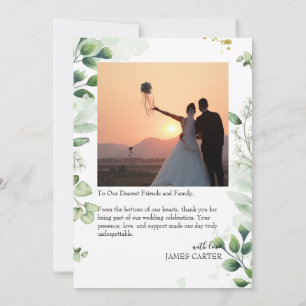 Greenery Modern Wedding Thank You Card