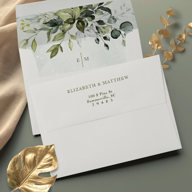 Greenery Modern Whimsical Eucalyptus Envelope (Creator Uploaded)
