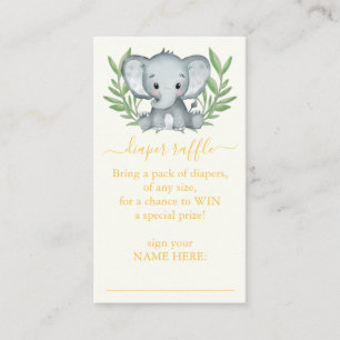 Greenery Neutral Elephant Diaper Raffle Enclosure