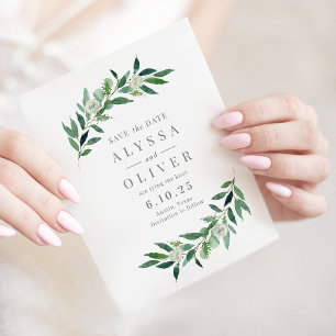 Greenery No Photo Save The Date Card