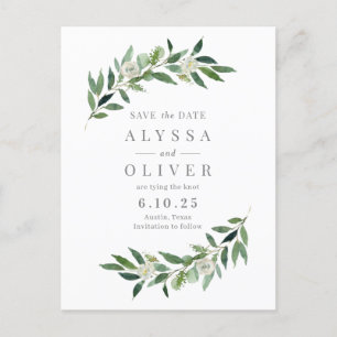 Greenery No Photo Save The Date Postcard