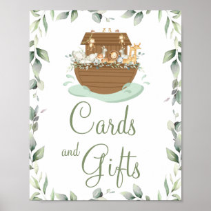 Greenery Noah's Ark Baby Shower Baptism Cards Gift Poster
