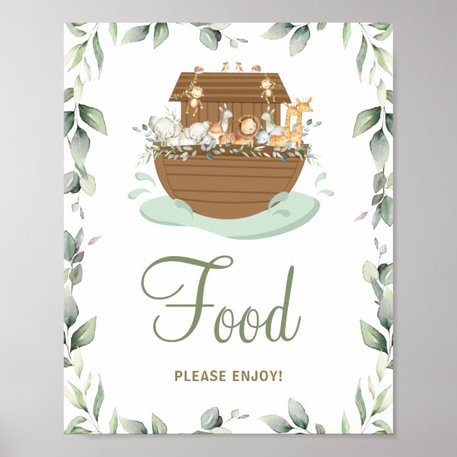 Greenery Noah's Ark Baby Shower Birthday Food  Poster (Front)