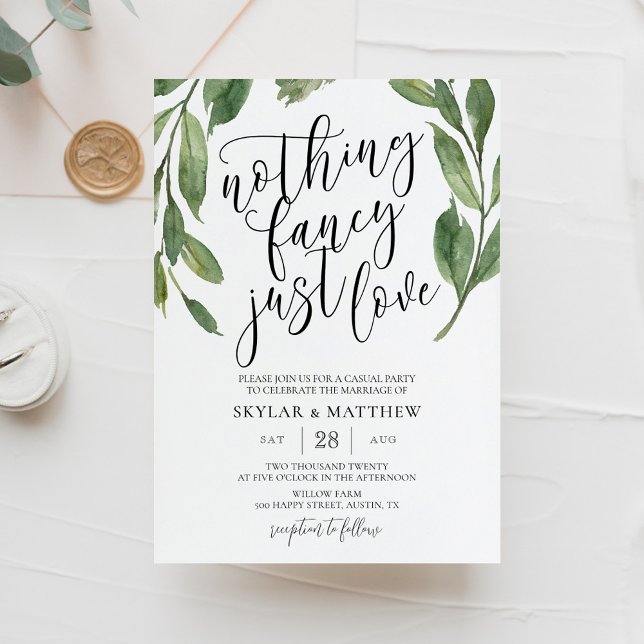 Greenery Nothing fancy just love casual Wedding Invitation (Creator Uploaded)