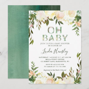 Greenery Oh Baby Shower Invitation