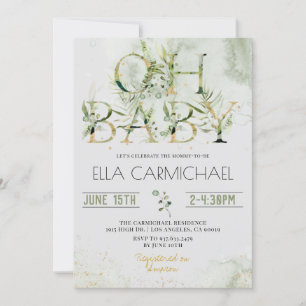 Greenery Oh Baby Shower Invitation