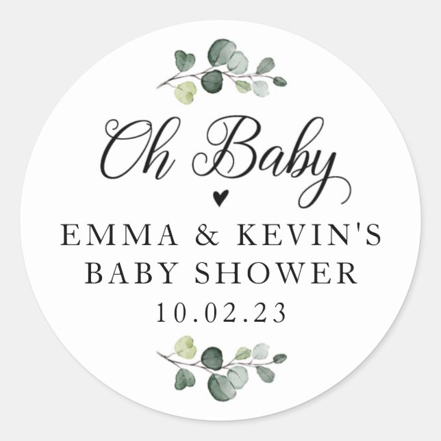 Greenery Oh Baby Stickers (Front)