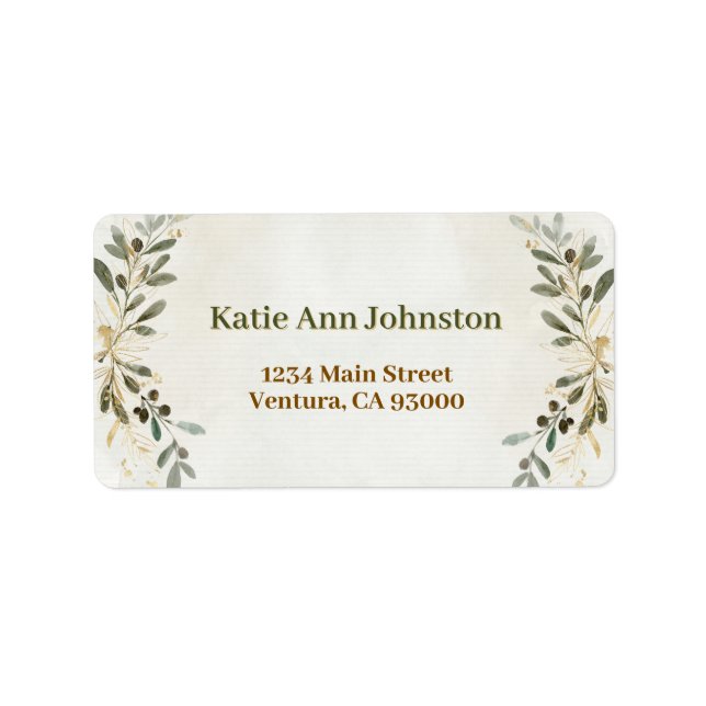 Greenery Olive Branch Return Address Label (Front)