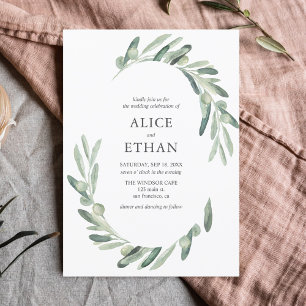 Greenery Olive Elegant Botanical Wedding Invitation