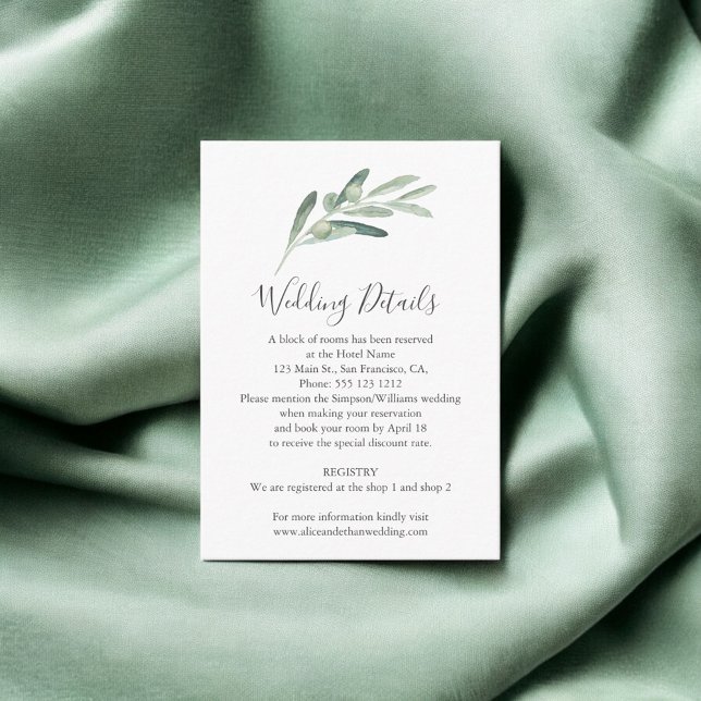 Greenery Olive Wedding Details Enclosure Card (Creator Uploaded)