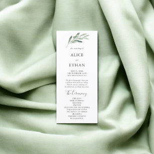 Greenery Olive Wedding Program
