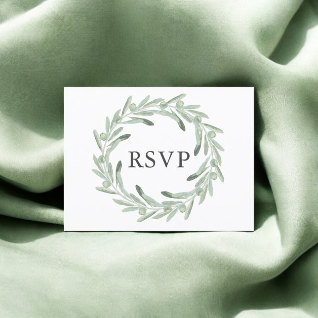 Greenery Olive Wedding RSVP Invitation Postcard (Creator Uploaded)