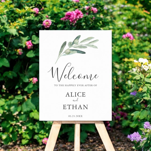 Greenery Olive Welcome Wedding Sign (Creator Uploaded)