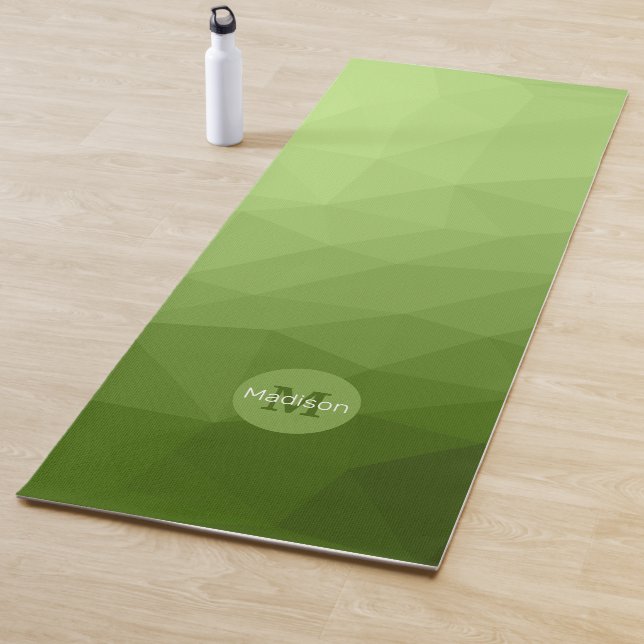 Greenery ombre gradient geometric mesh Monogram Yoga Mat (In Situ)