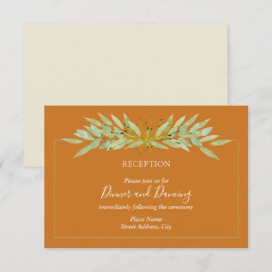 Greenery on Ochre Wedding Reception Enclosure Card