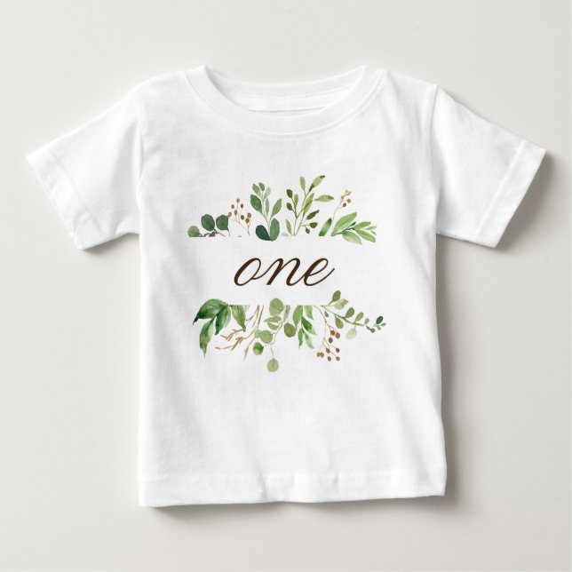 Greenery one year old baby T-Shirt (Front)