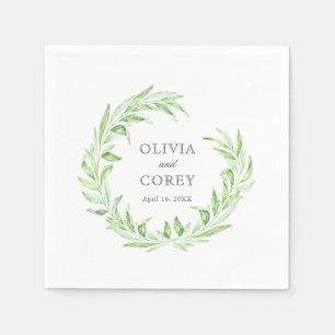 Greenery Open Laurel Wreath Wedding Napkin