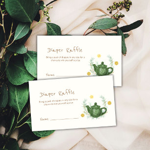 Greenery Orange Tea Diaper Raffle Baby Shower  Enclosure Card