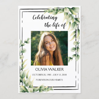 Greenery Order of Service Life Celebration Program