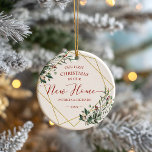 Greenery Our First Christmas In Our New Home Ceramic Ornament<br><div class="desc">Greenery Our First Christmas In Our New Home Ceramic Ornament</div>