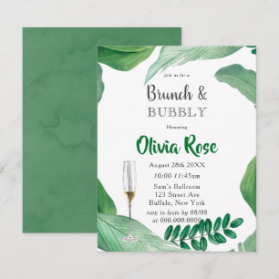 Greenery Paint Leaves Brunch & Bubbly Invitation