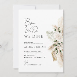 greenery pampas grass wedding rehearsal invitation