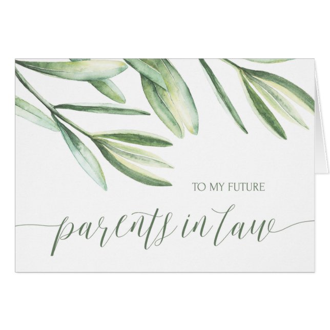Greenery Parents in Law on my Wedding Day Card (Front Horizontal)