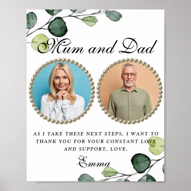 Greenery Parents of the Bride Thank You Gift Poster (Front)