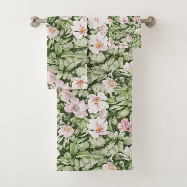 Greenery pattern flower garden for nature lovers bath towel set (Insitu)