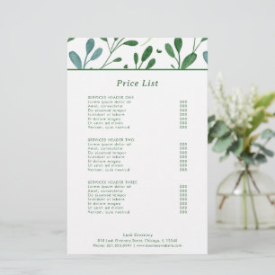 Greenery Pattern Modern Price List