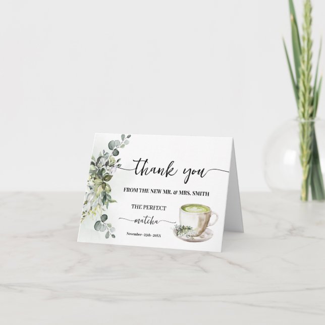 Greenery Perfect Matcha Thank You Card Folded (Front)