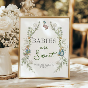 Greenery Peter Rabbit Wildflower Babies are Sweet  Poster
